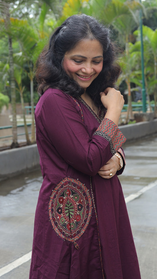 Wine Colour Premium Cotton Dupatta Set