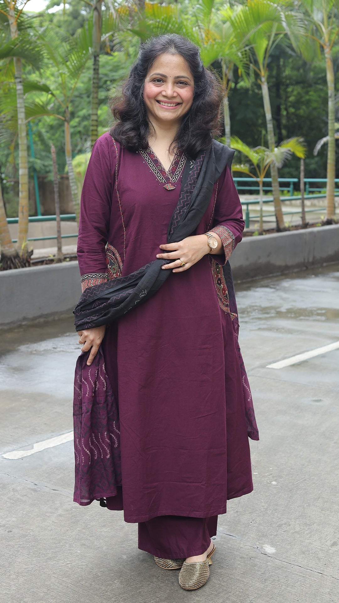 Wine Colour Premium Cotton Dupatta Set