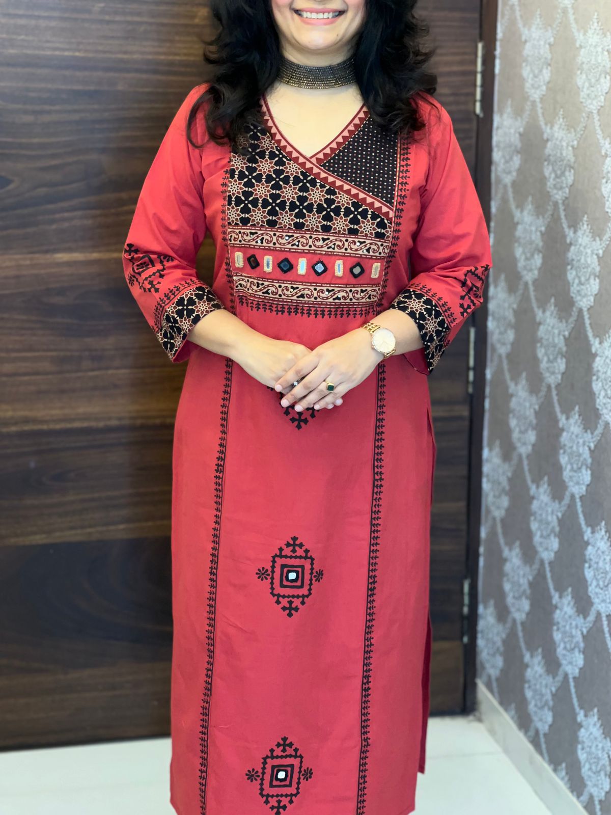 Gajari Dabu Cotton Dupatta Set