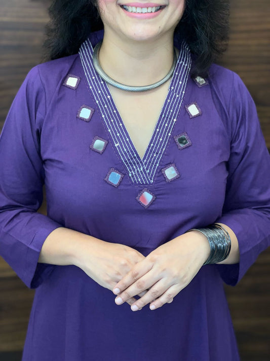 Purple Colour Pure Cotton Dupatta Set