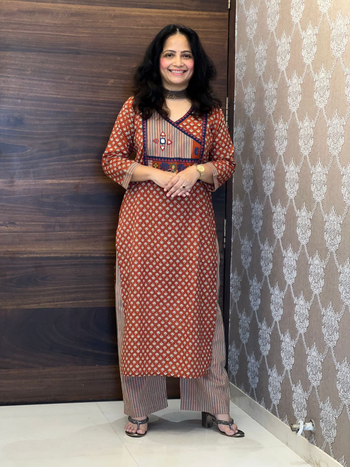 Rust Orange Pure Cotton Dupatta Set
