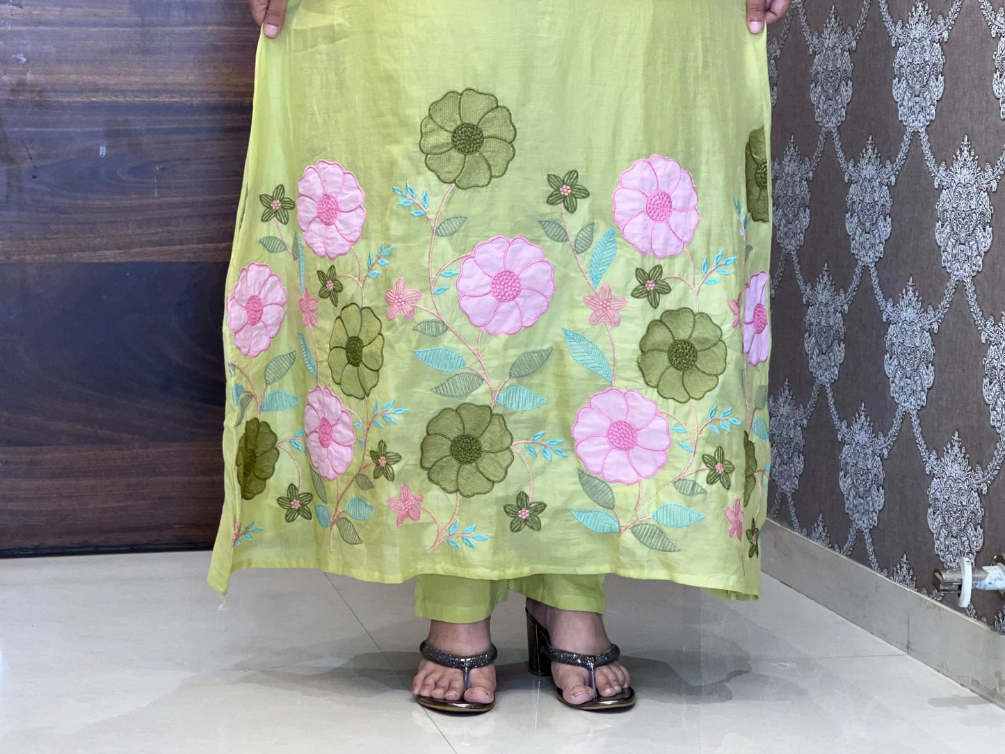 Pista Green Colour Mulmul Cotton Dupatta Set