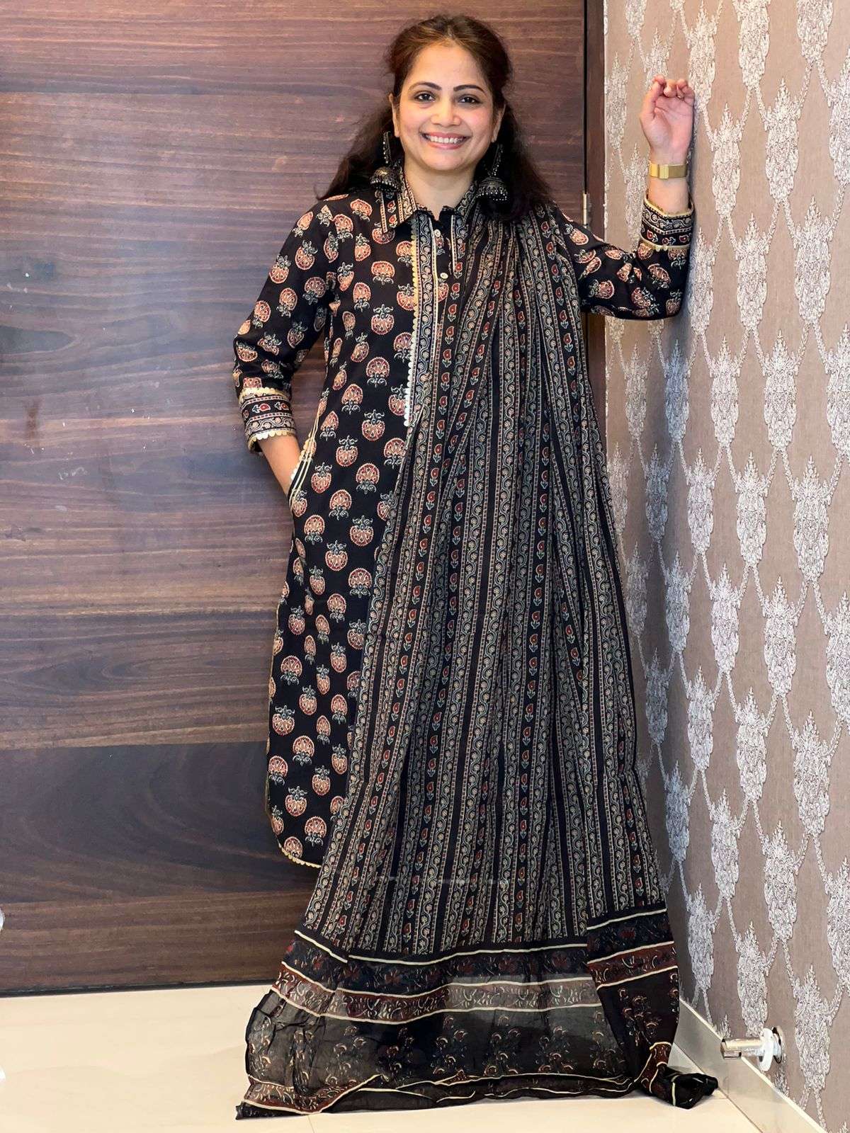 Black Afaghani 3 PC pure cotton set