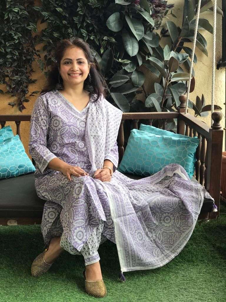 Lavendar colour pure cotton afghani set