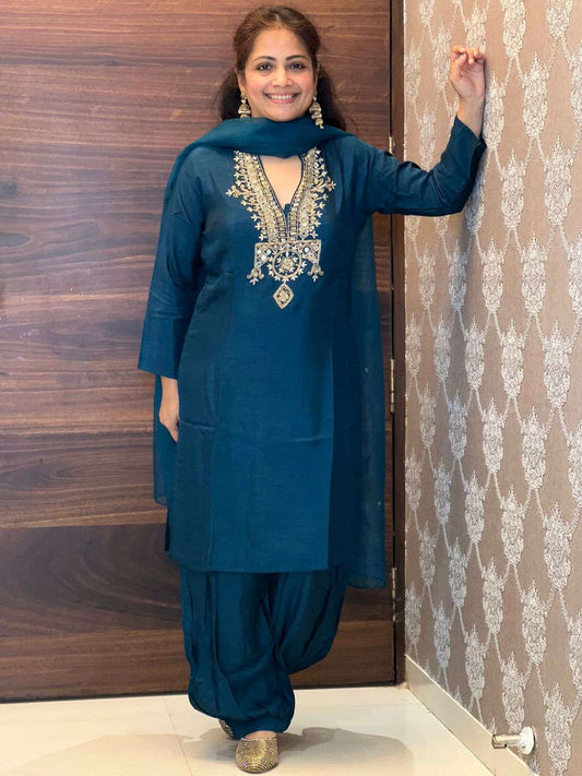 Dola Silk Teal Color 3 PC Set