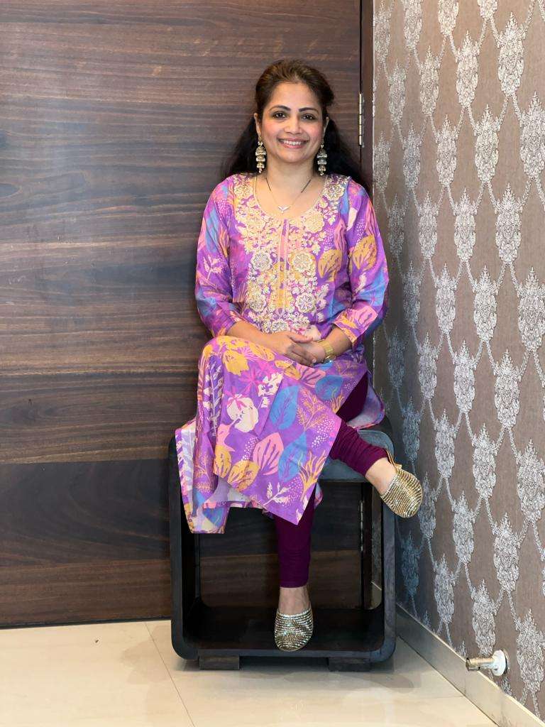 Purple Colour Pure Muslin Digital Printed Kurti