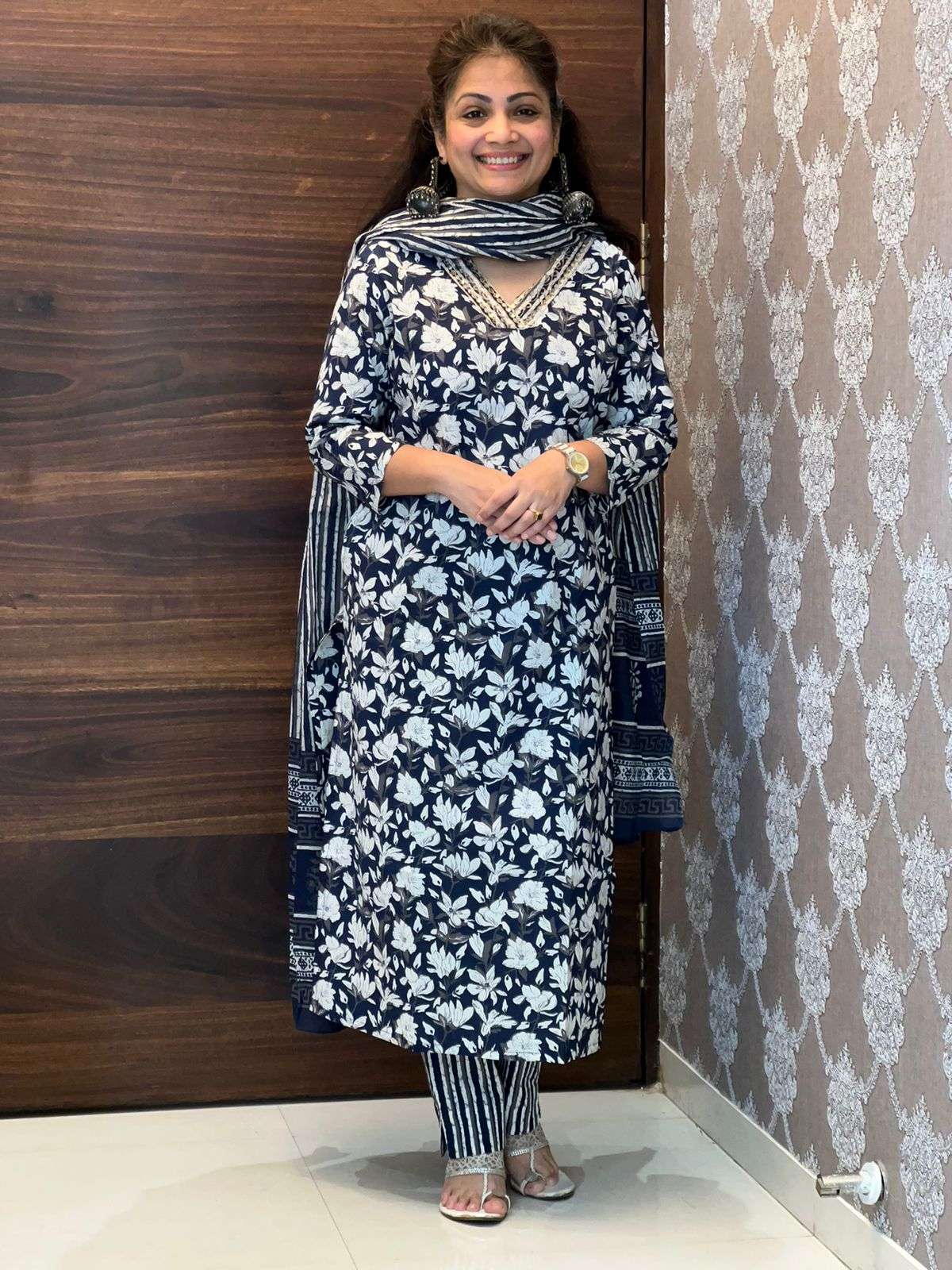 Navy Blue Pure Cotton 3 PC Set