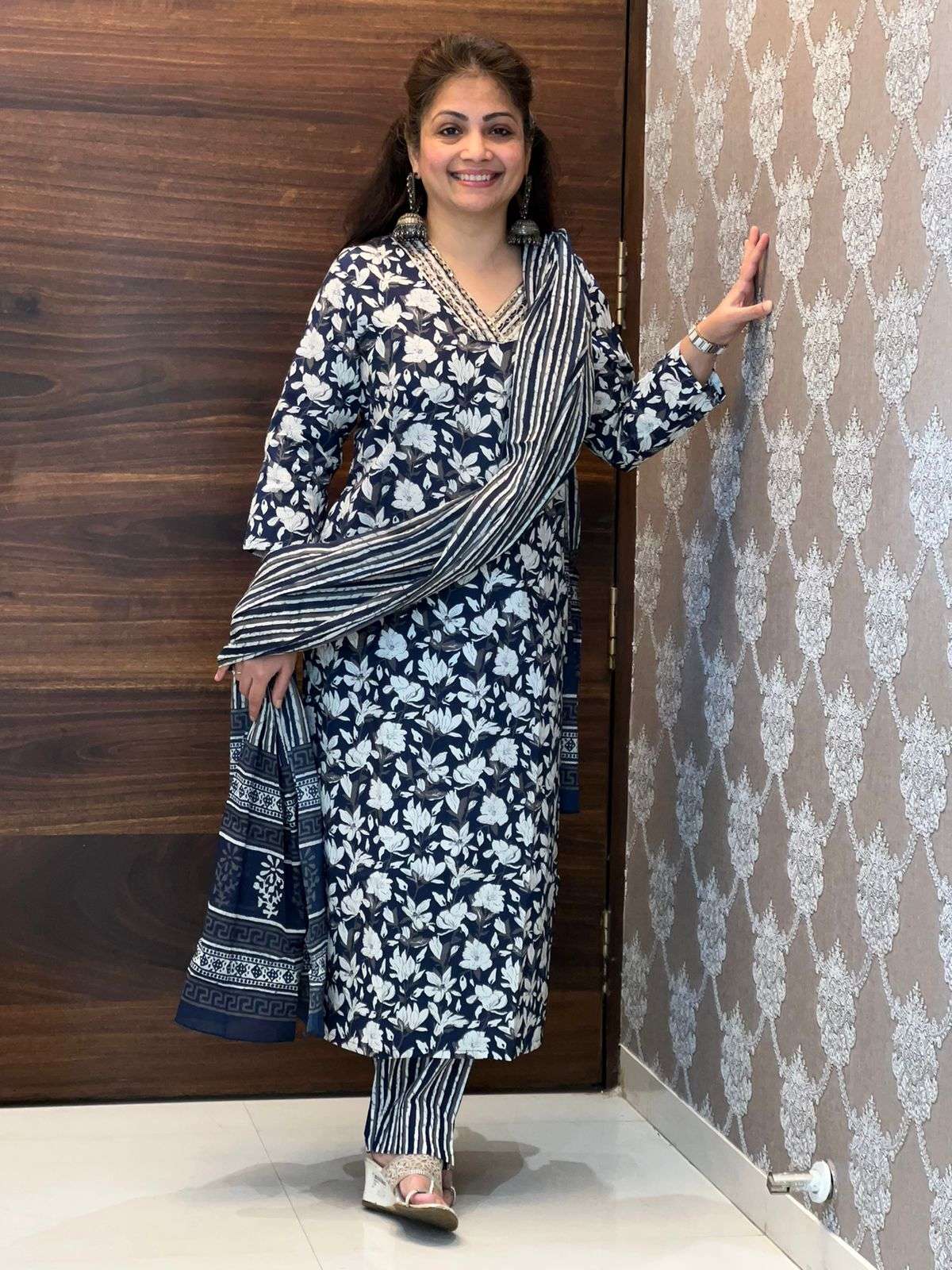 Navy Blue Pure Cotton 3 PC Set