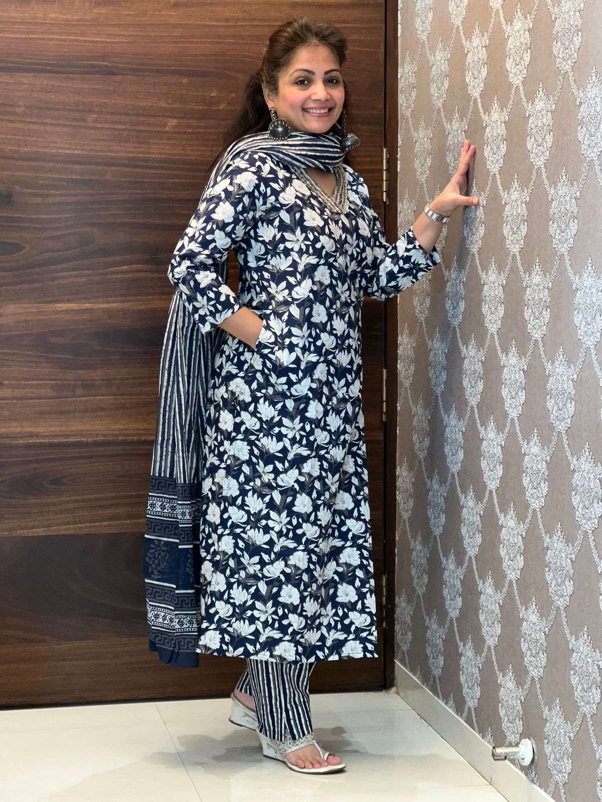 Navy Blue Pure Cotton 3 PC Set