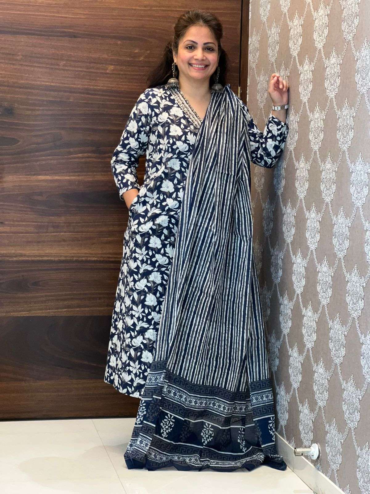 Navy Blue Pure Cotton 3 PC Set