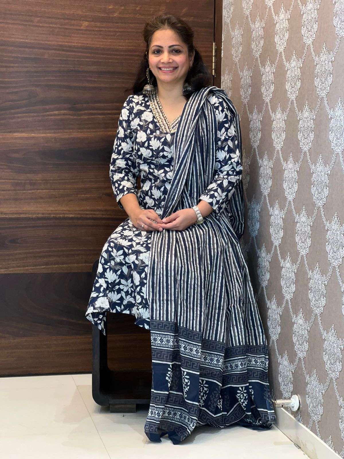 Navy Blue Pure Cotton 3 PC Set