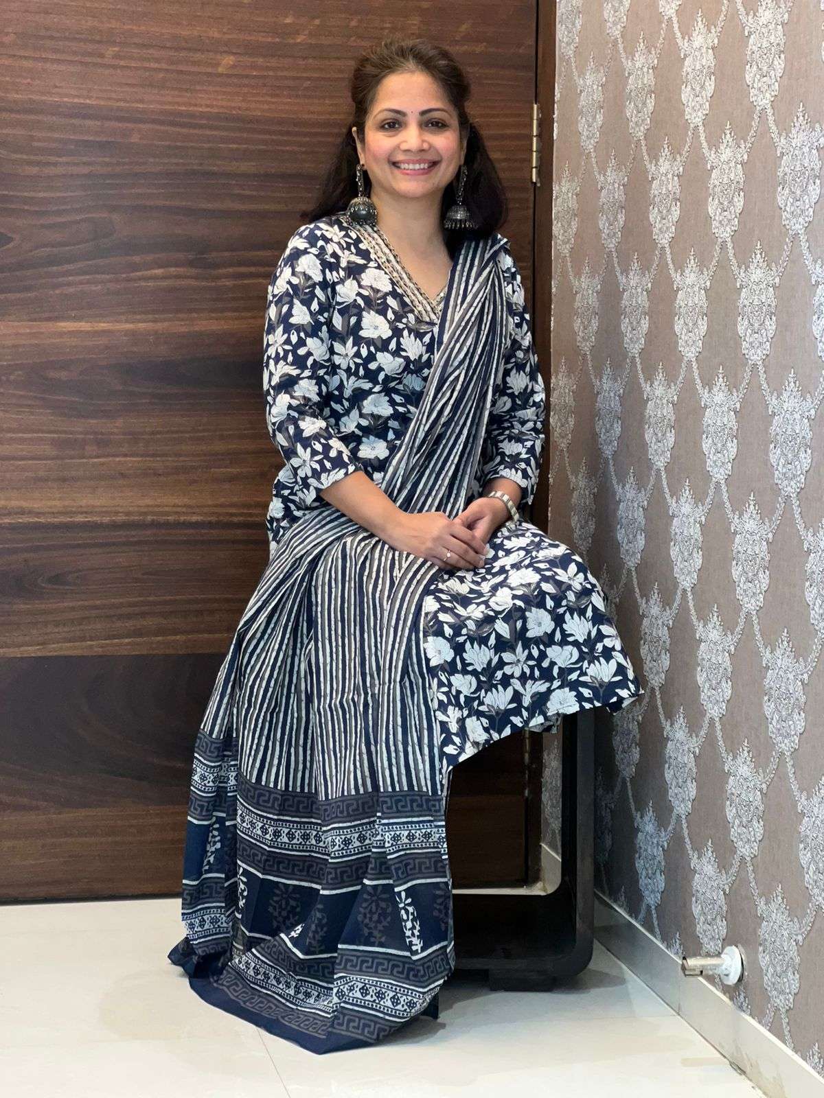 Navy Blue Pure Cotton 3 PC Set