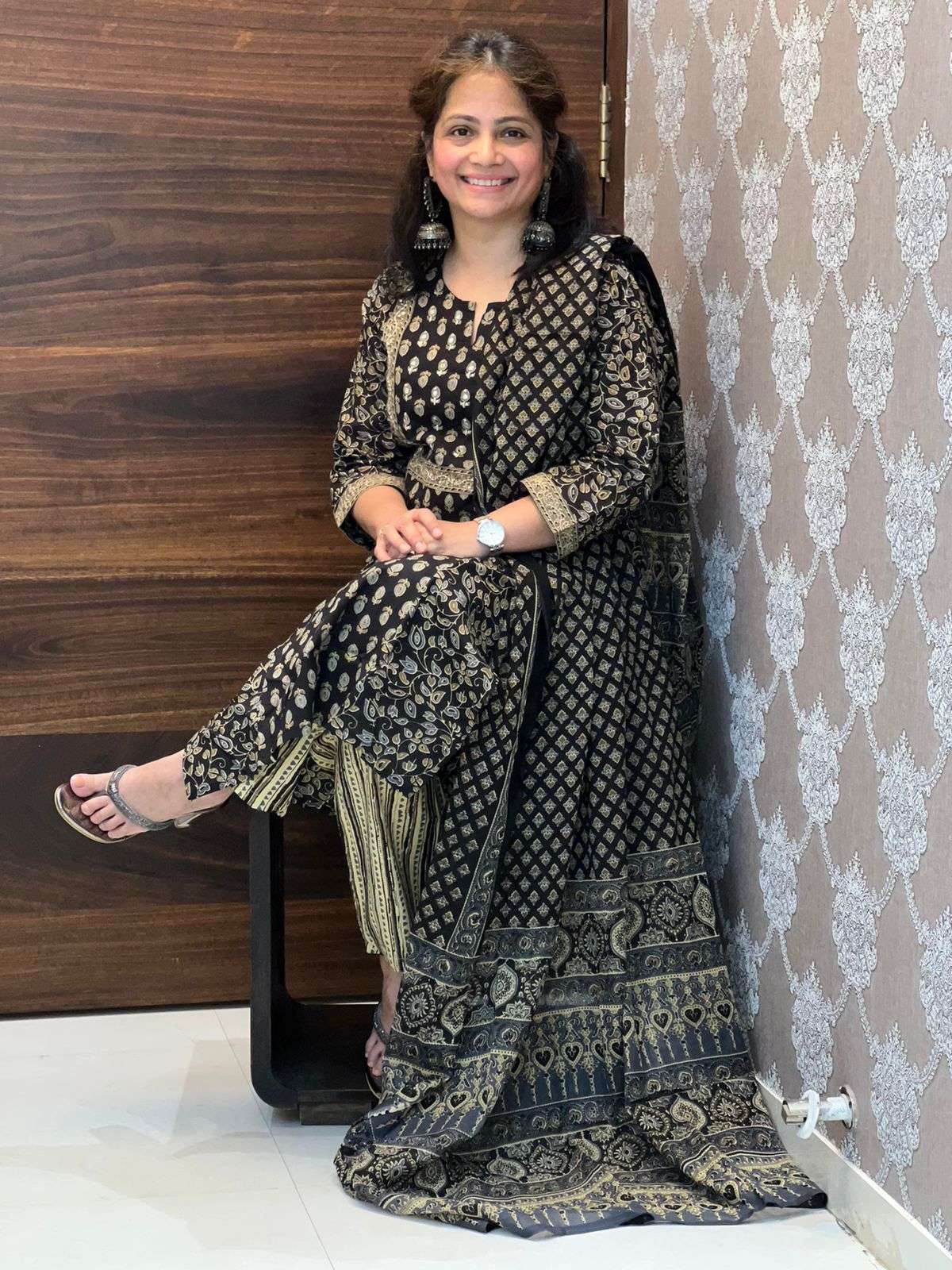 Farida Gupta Style Black-Blue 3 PC Set