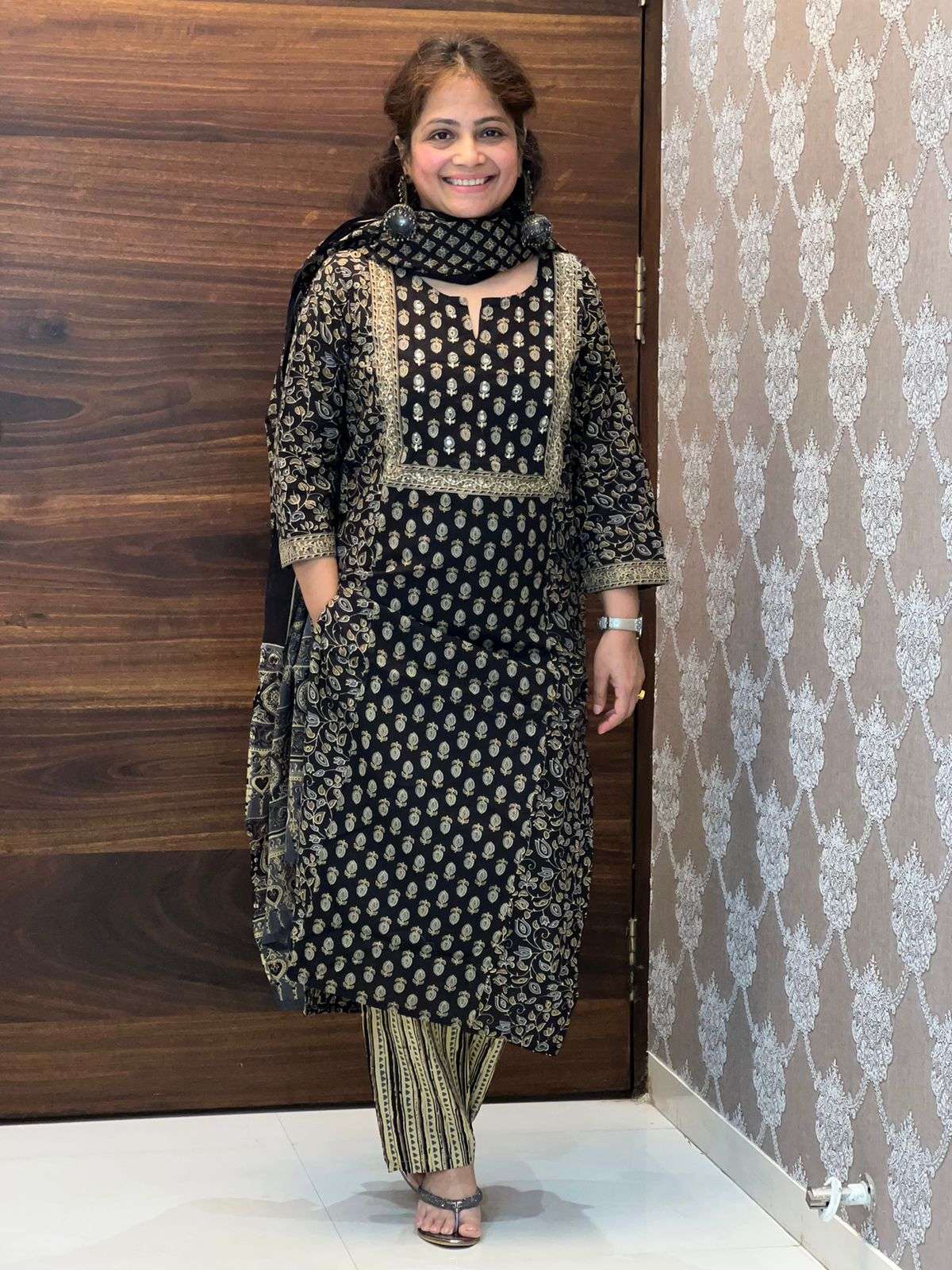 Farida Gupta Style Black-Blue 3 PC Set