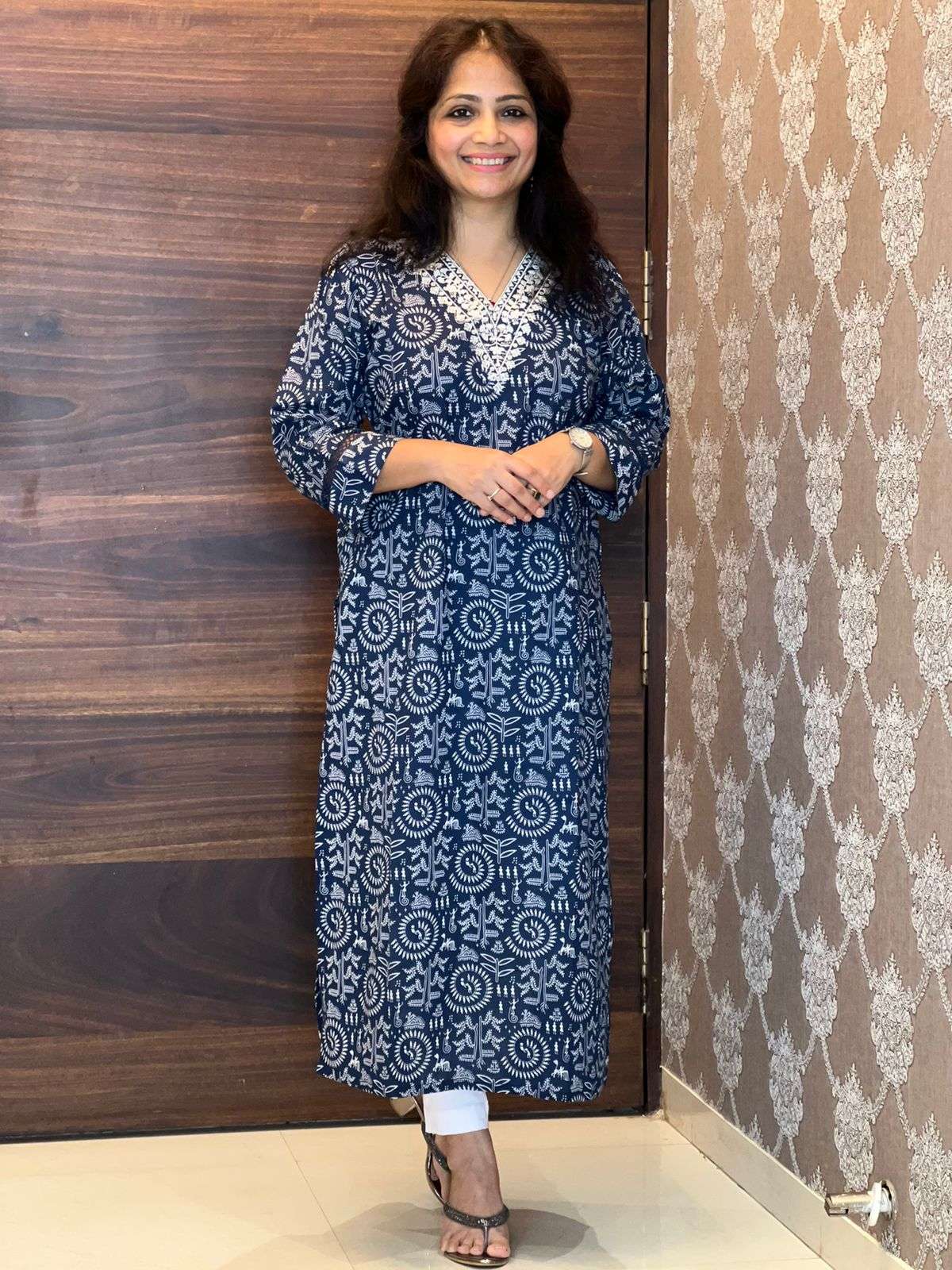 Indigo Color Pure Cotton Kurti-Design