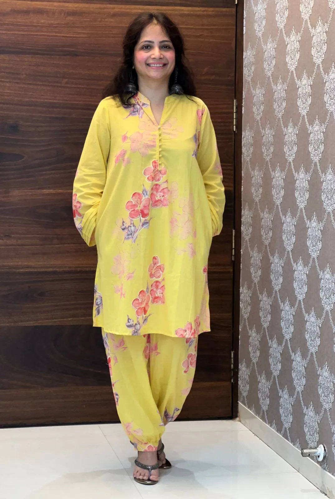 Yellow Colour Mul Cotton Co-ord Set