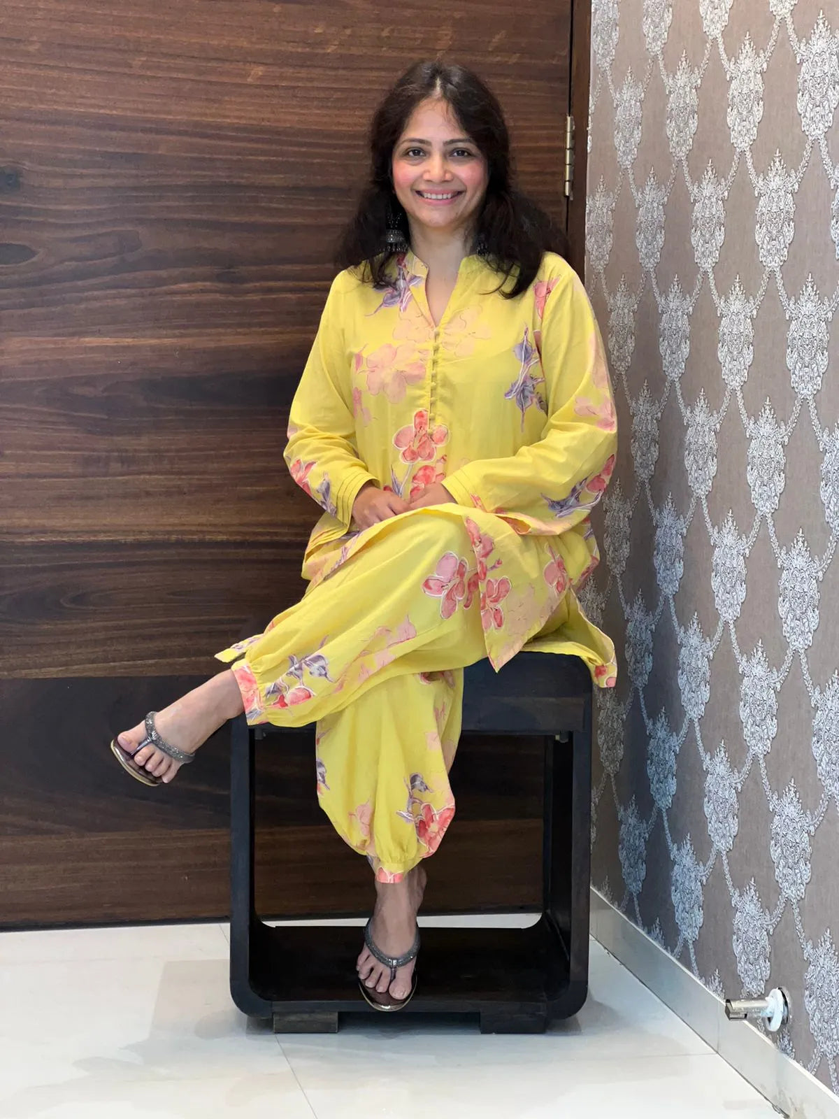 Yellow Colour Mul Cotton Co-ord Set