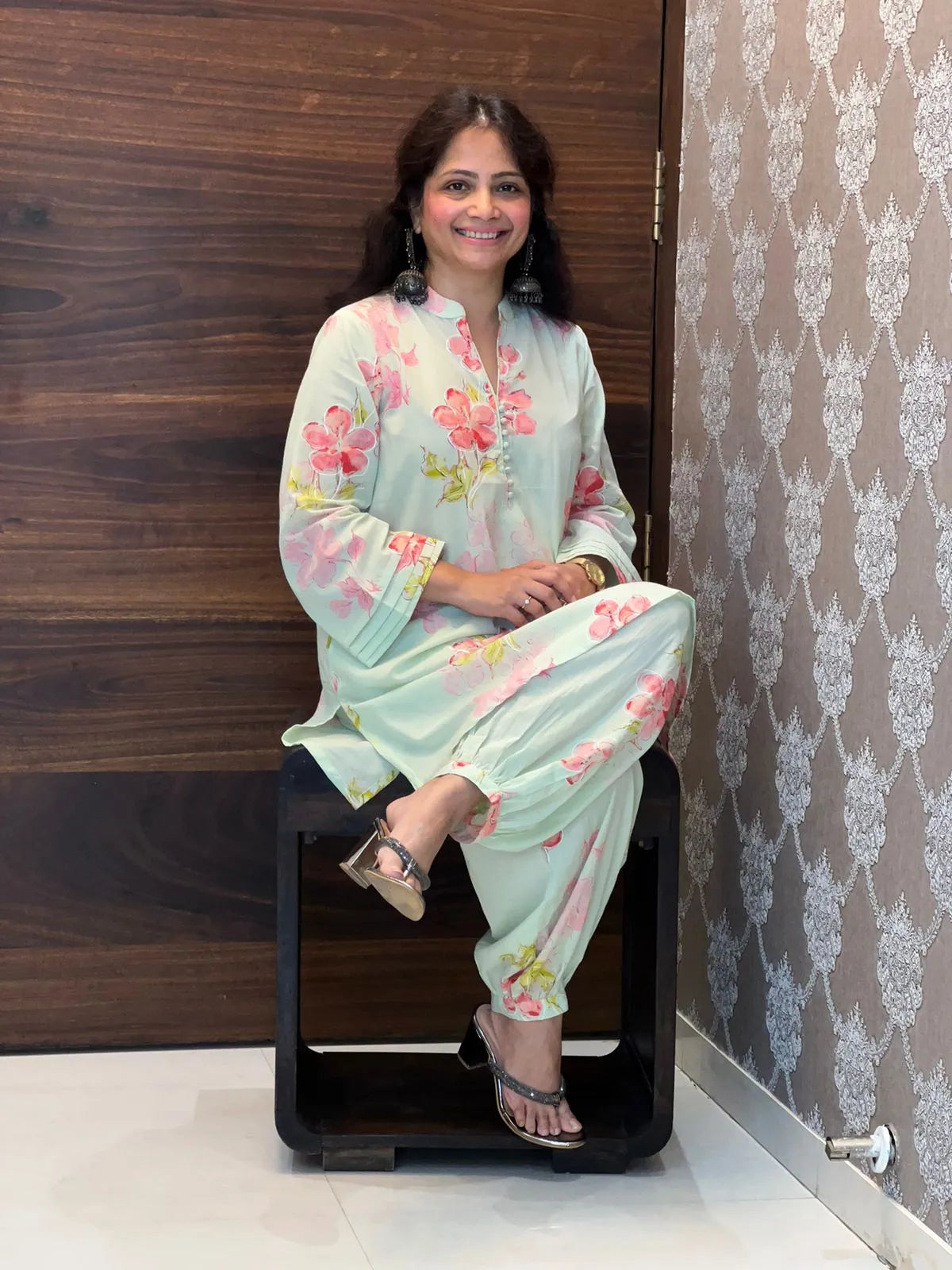 Pista Green Colour Mul Cotton Co-ord Set