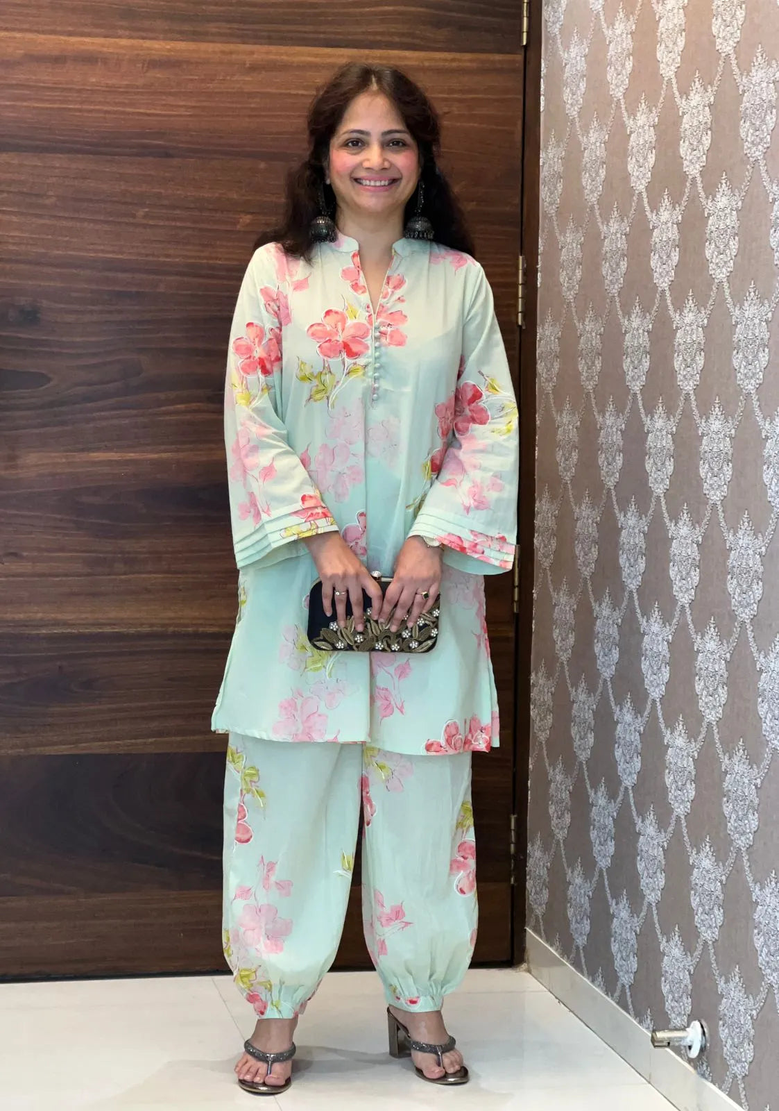 Pista Green Colour Mul Cotton Co-ord Set