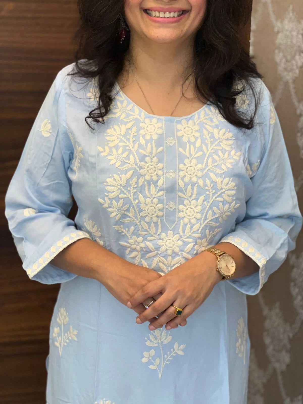 Light Blue Color Chikankari Kurti