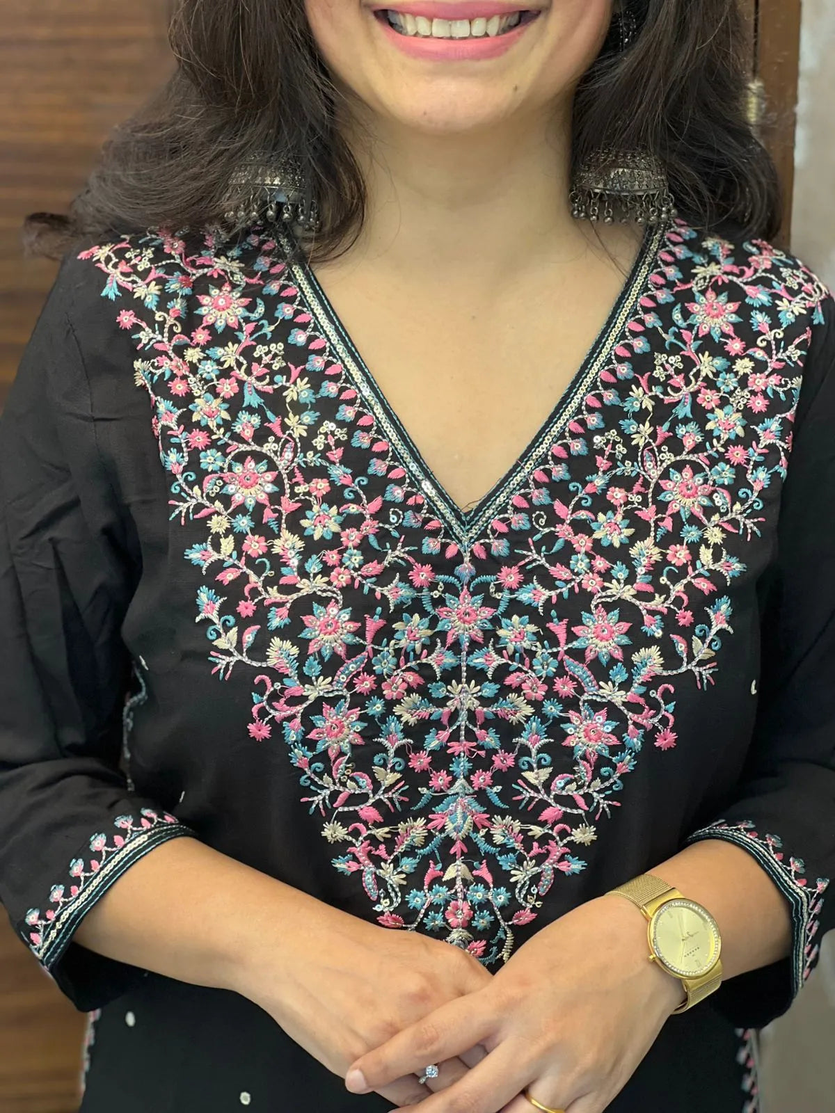 Black Color Kashmiri Embroidery Kurti