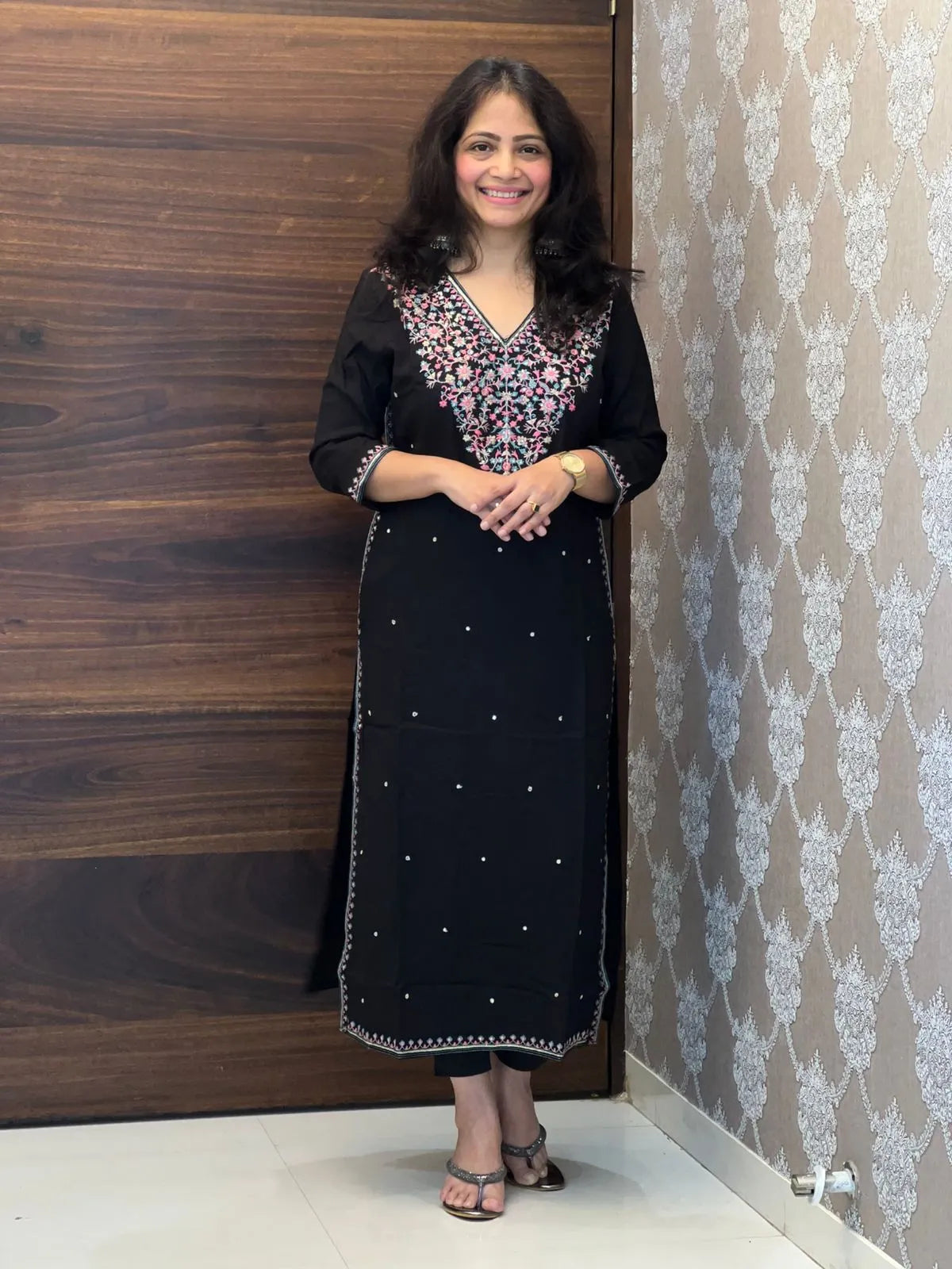 Black Color Kashmiri Embroidery Kurti