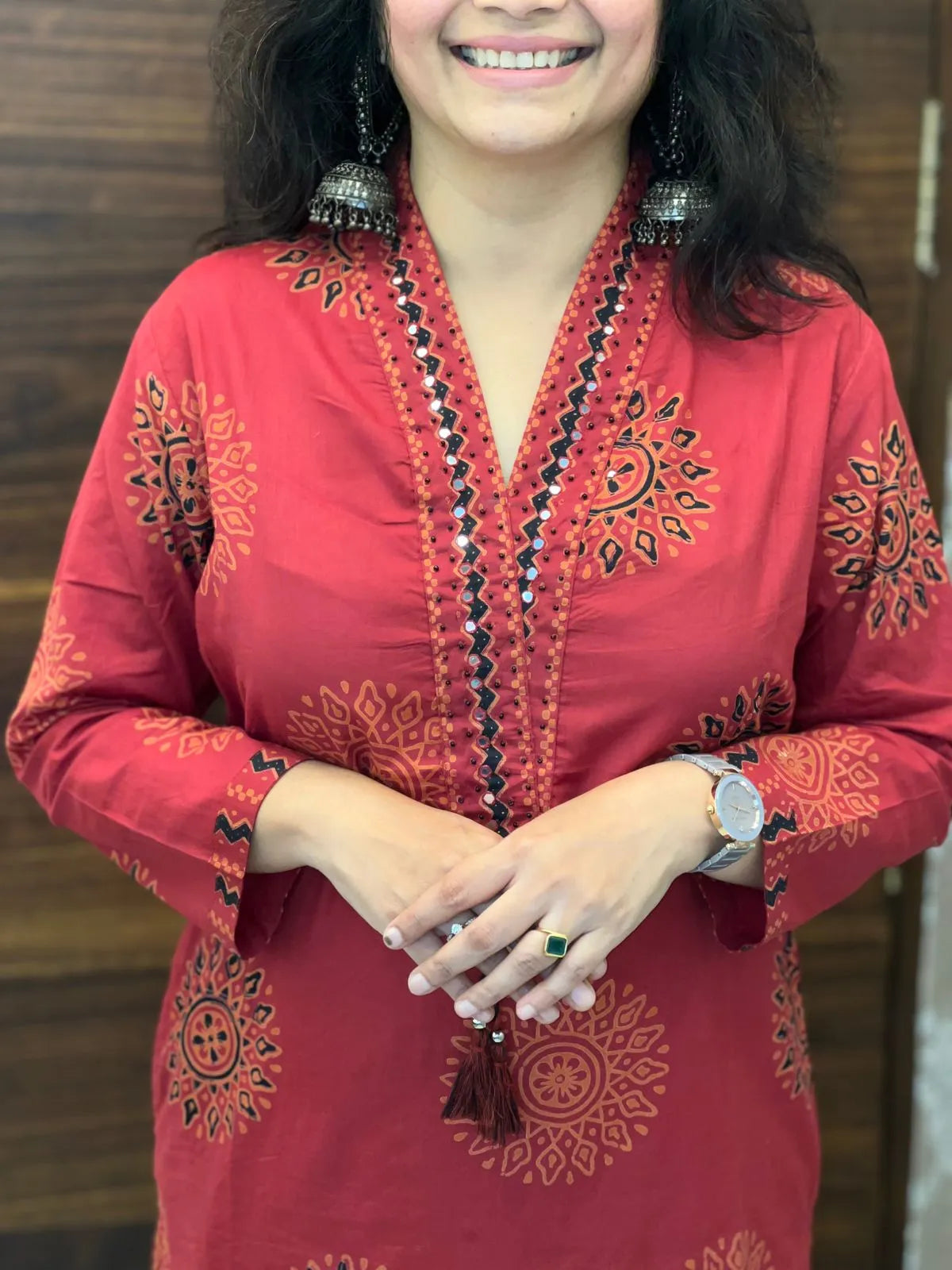 Red Color Pure Cotton Dupatta Set