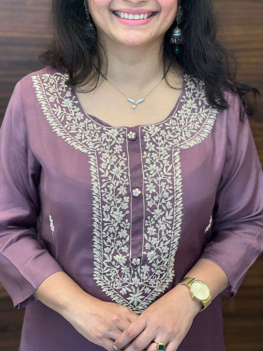 Mauve Color Kurti With Pants
