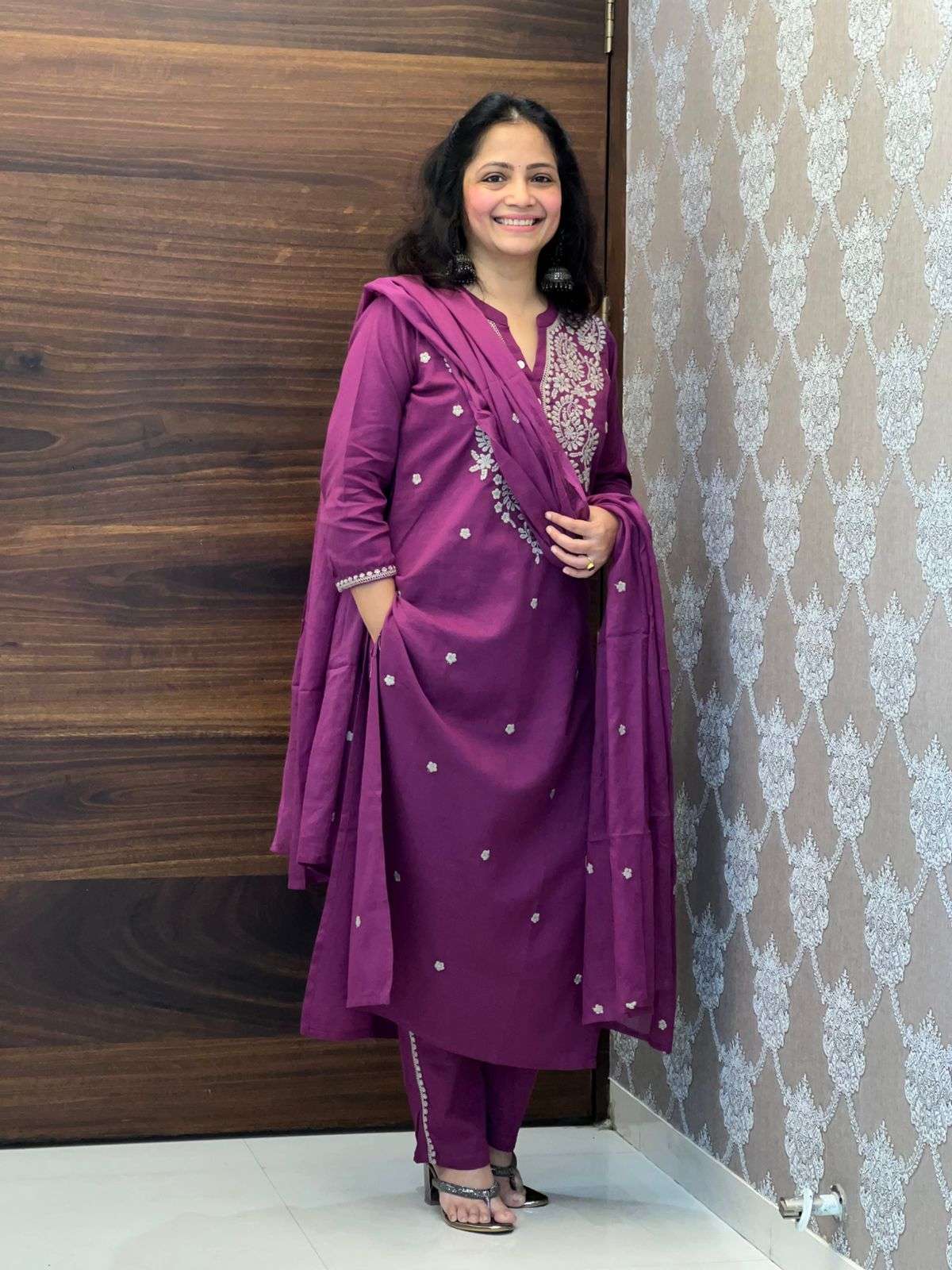 Plum Tone Cotton Flex Dupatta Set