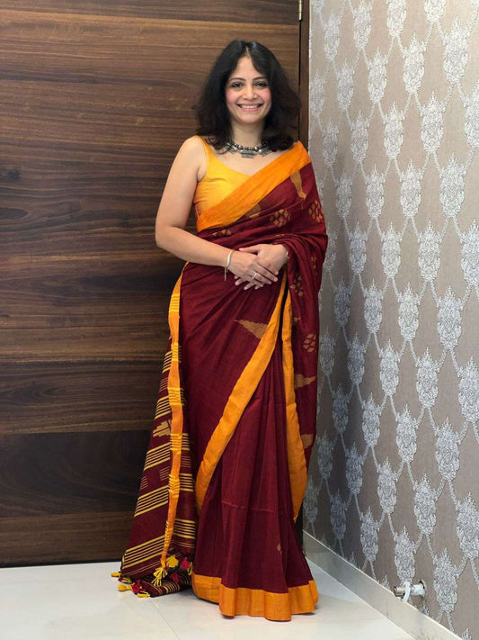 Organic Linen Khadi Saree