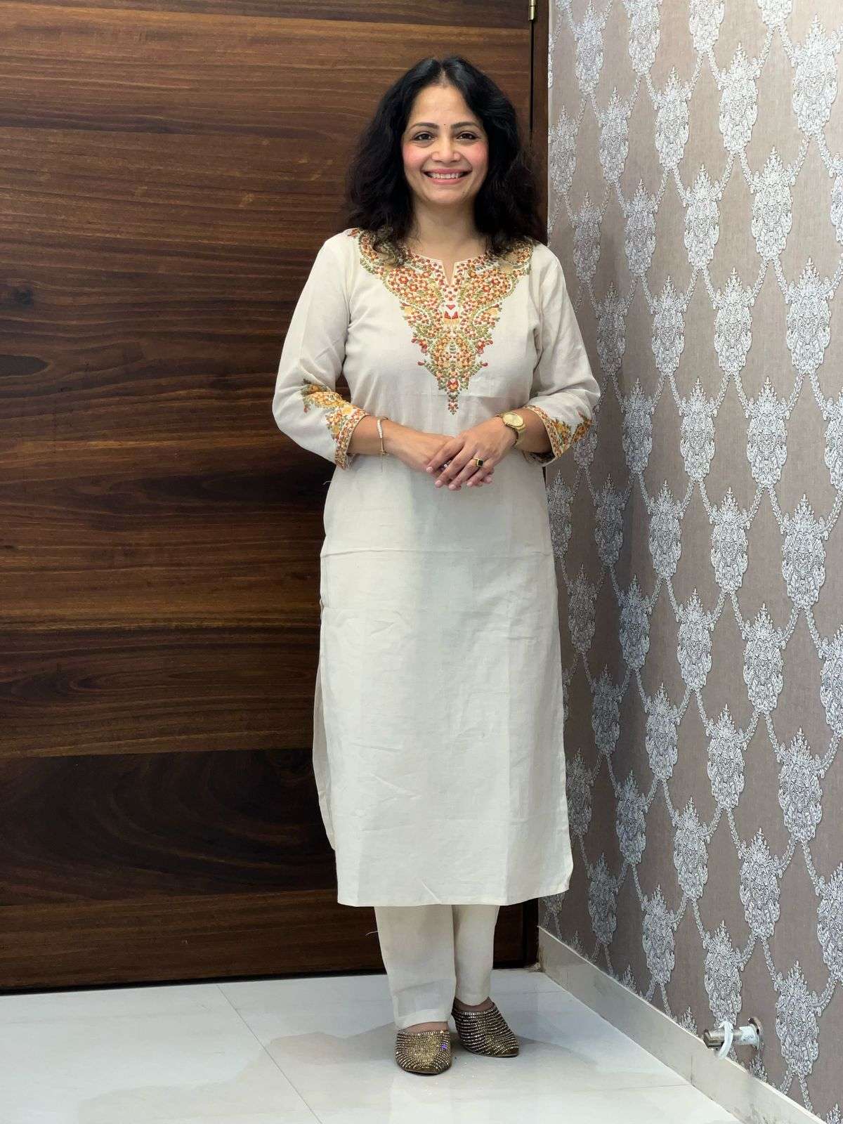 Off-White Cotton Flex Dupatta Set