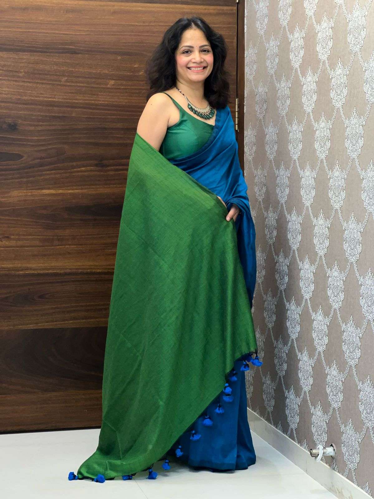 Blue-Green Khadi Handloom Cotton