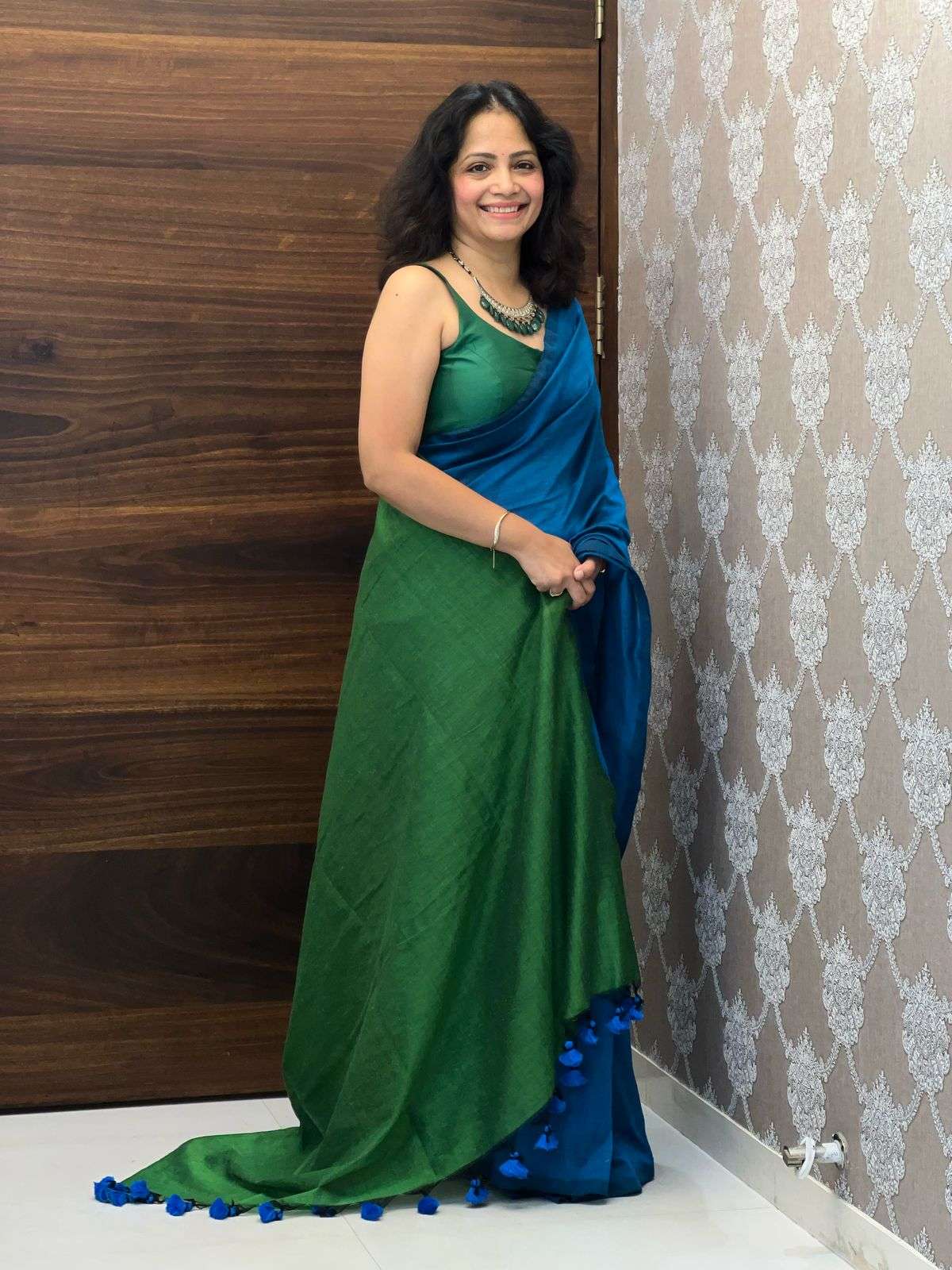 Blue-Green Khadi Handloom Cotton
