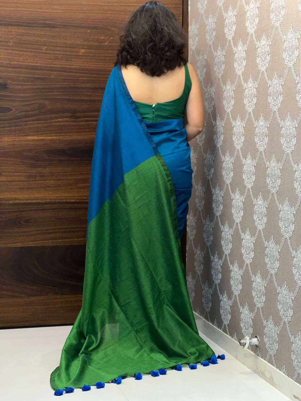 Blue-Green Khadi Handloom Cotton