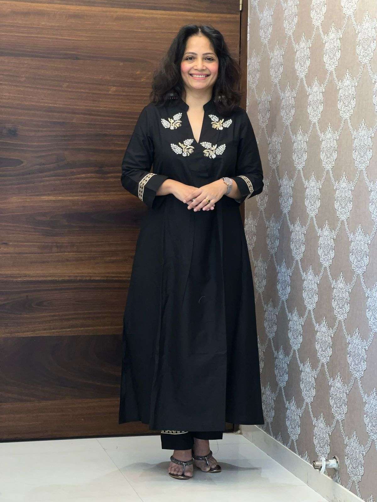 Black Color Premium Cotton Silk Dupatta Set