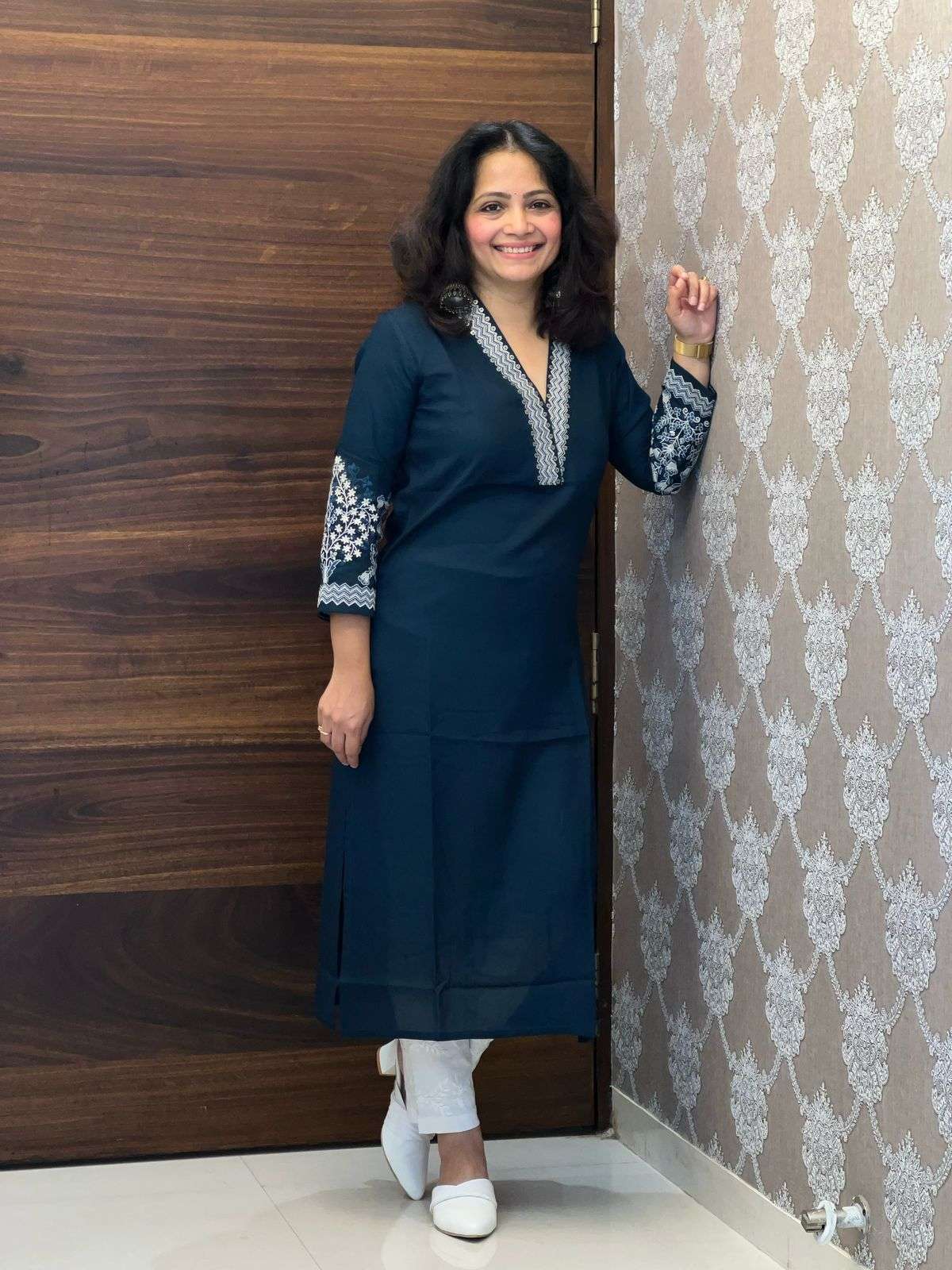Peacock Color Premium Rayon Kurti