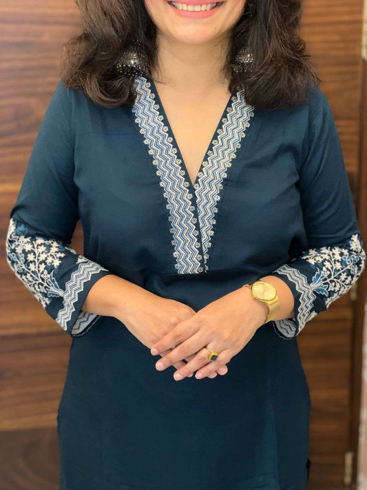 Peacock Color Premium Rayon Kurti