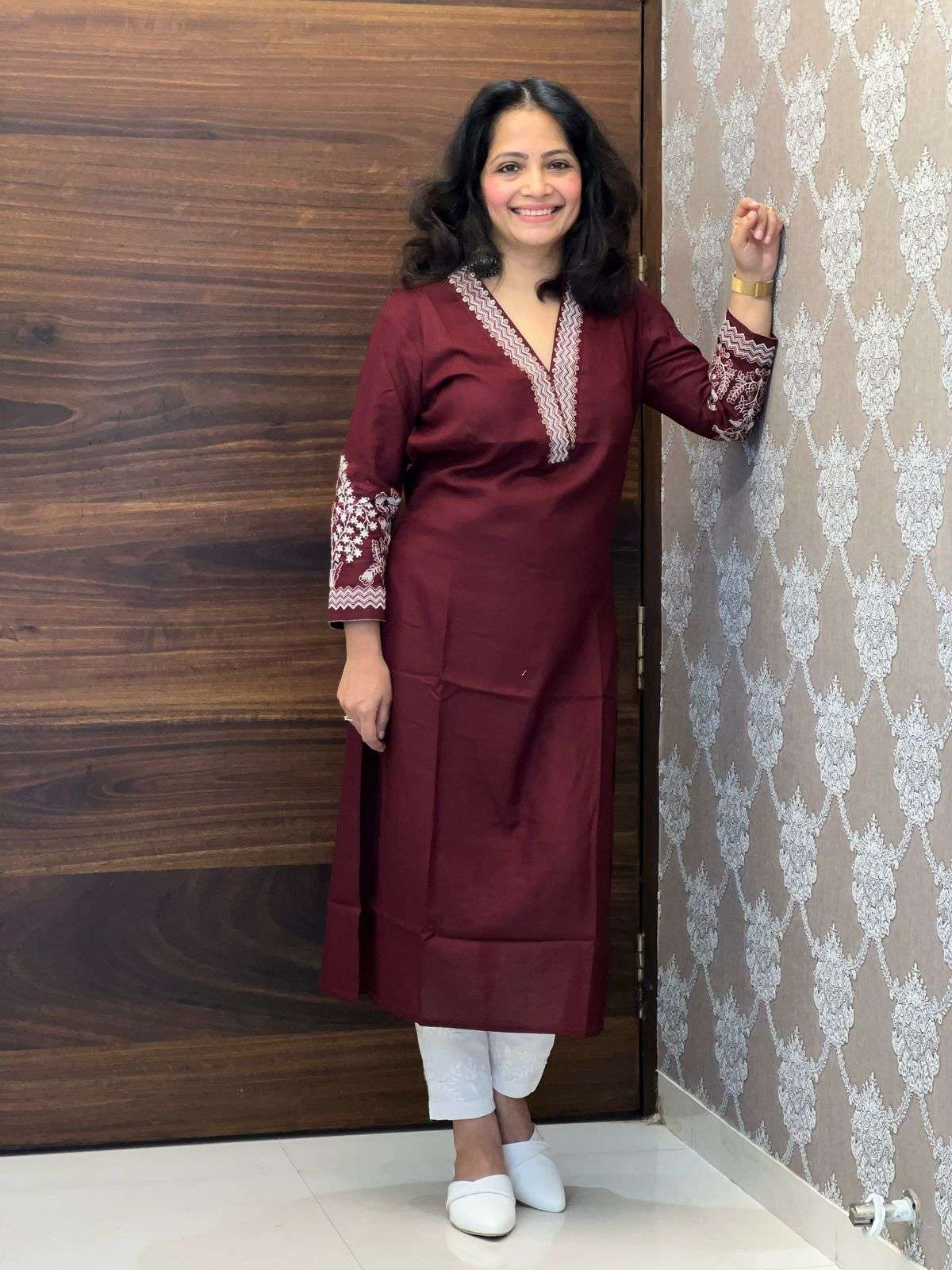 Maroon Color Premium Rayon Kurti
