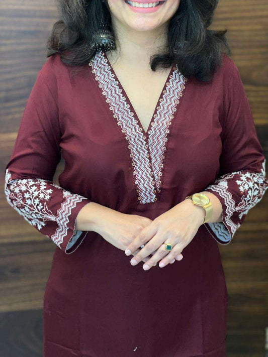 Maroon Color Premium Rayon Kurti