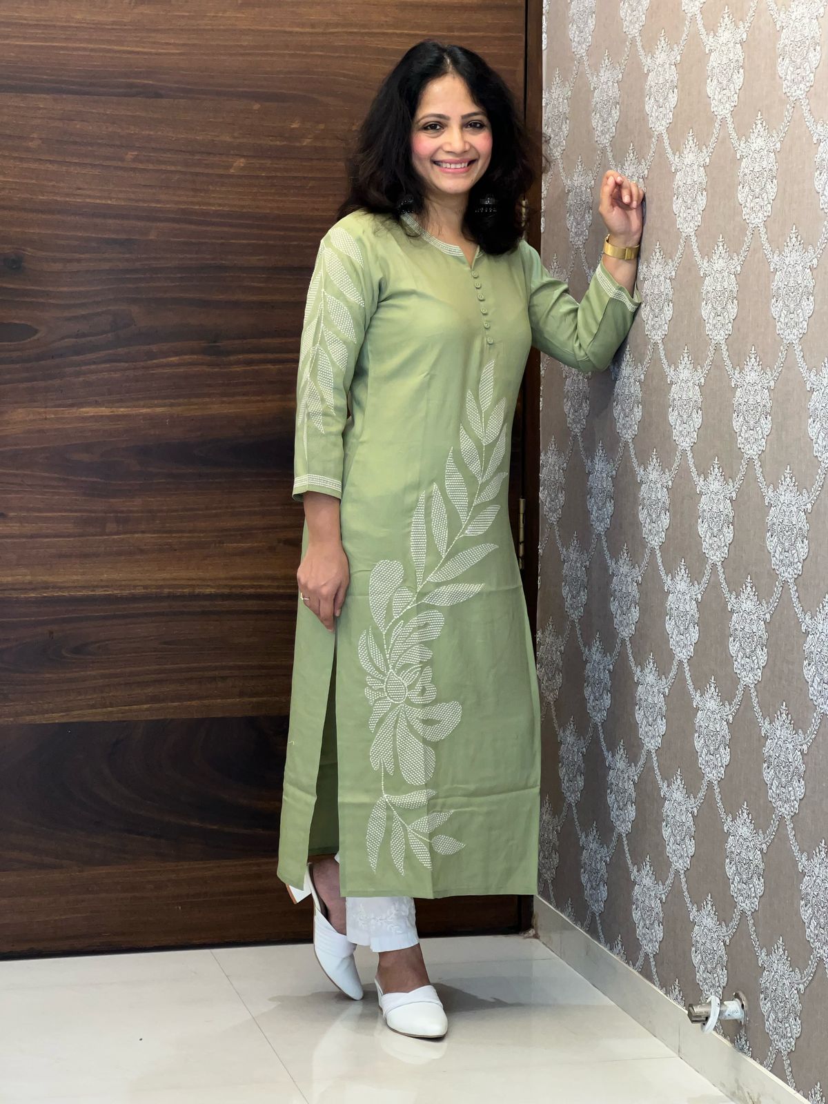 Green Color Premium Rayon Kurti
