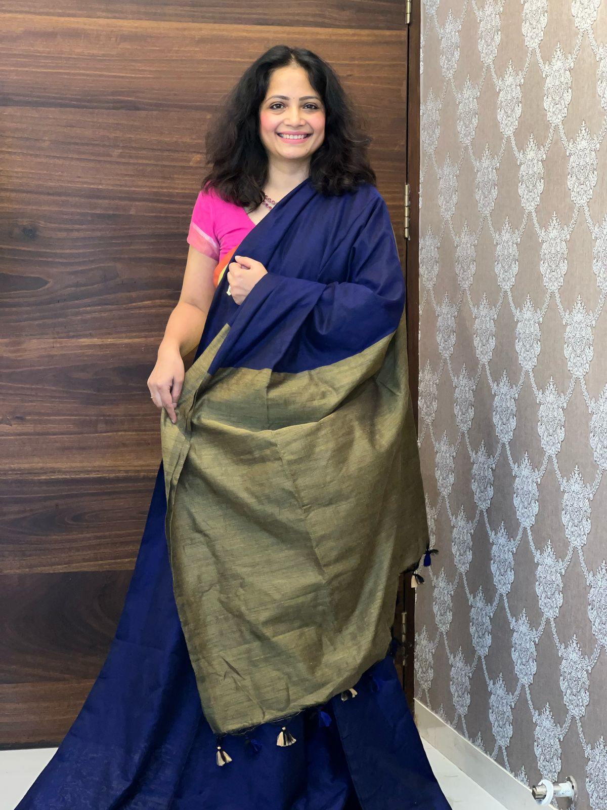 Blue-Green Khadi Handloom Cotton