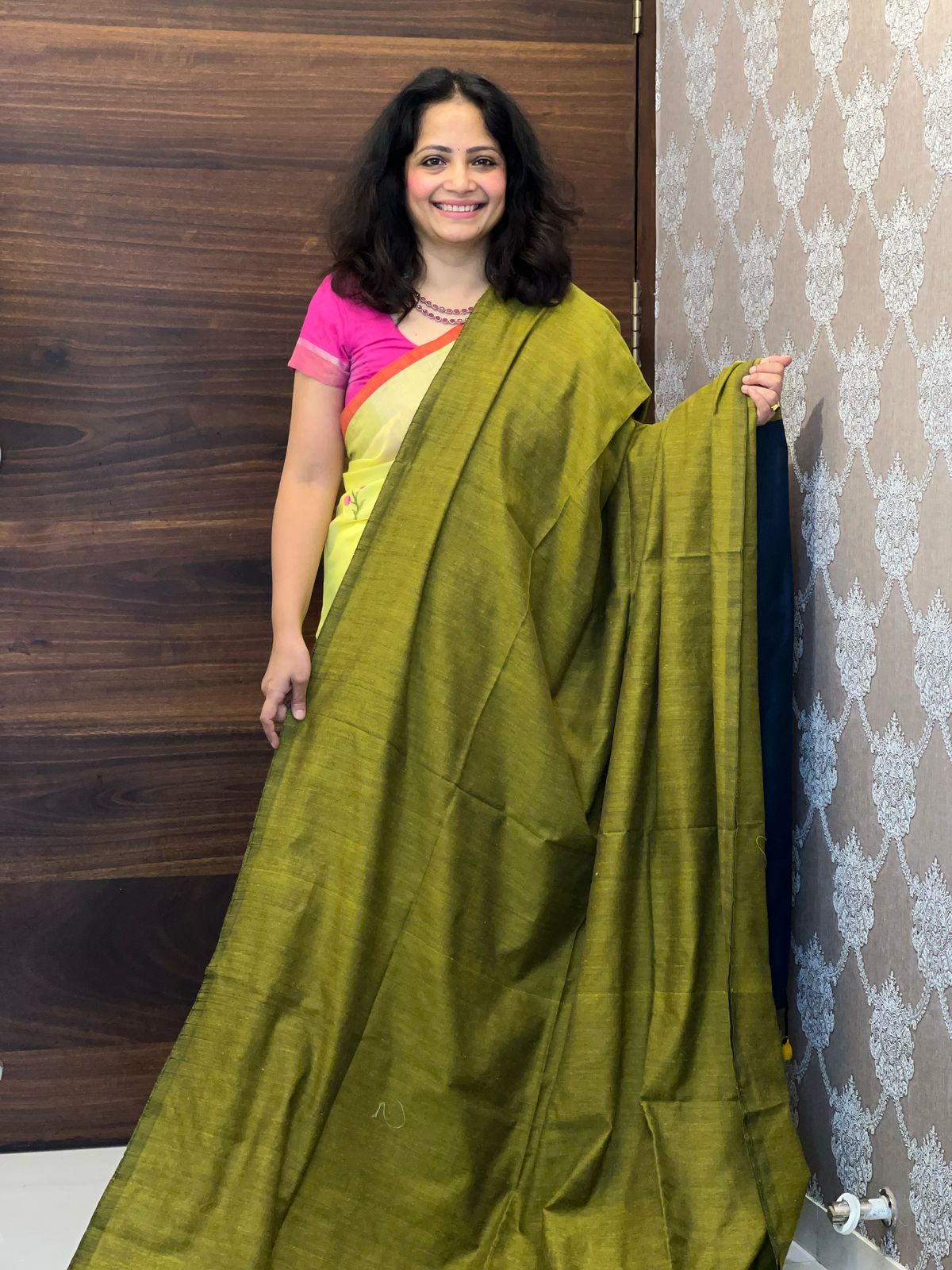 Green-Blue Blue Khadi Handloom Cotton