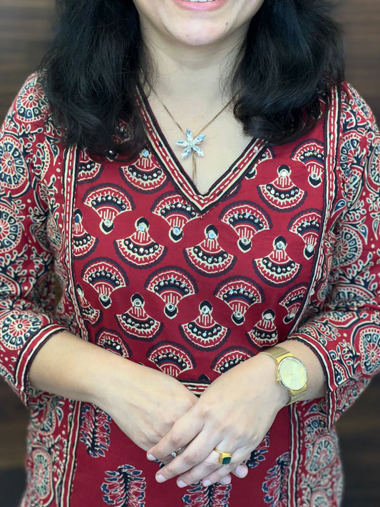 Maroon Color Panel Work Pure Dupatta Set