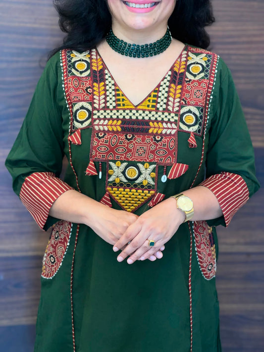 Green Colour Pure Cotton Dupatta Set