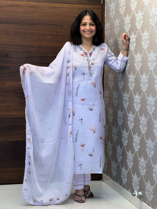 Light Lavender Color Linen 3PC Set