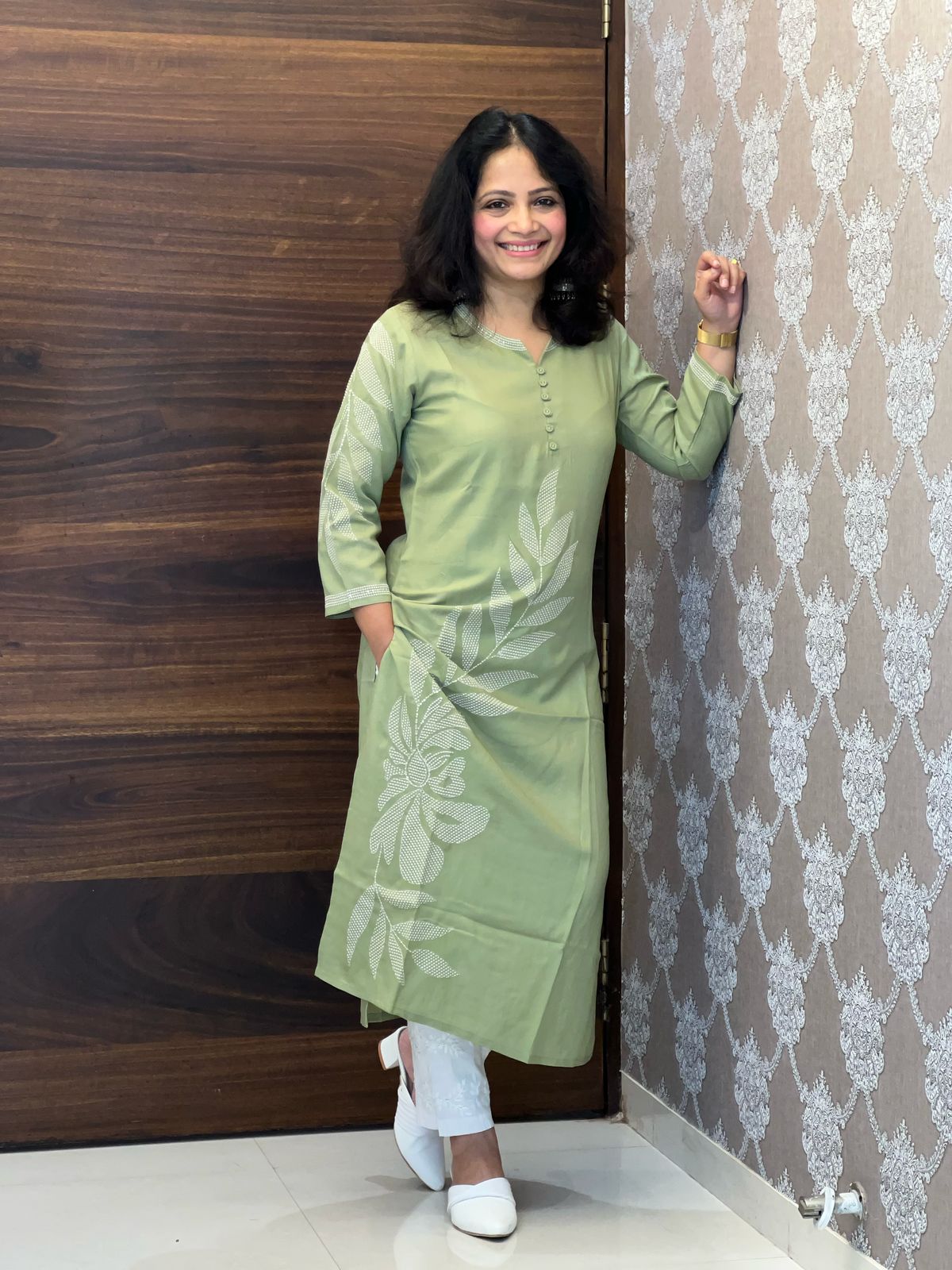 Green Color Premium Rayon Kurti