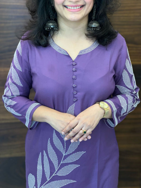 Purple Color Premium Rayon Kurti