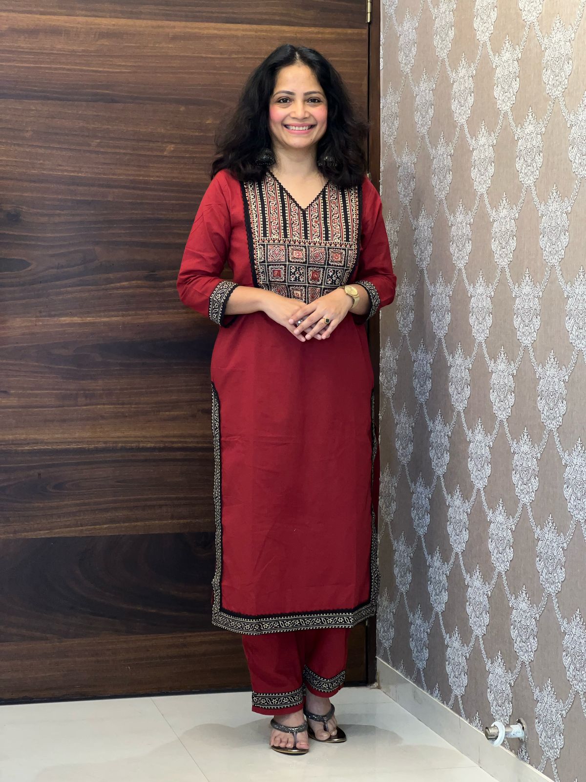 Maroon Color Pure Cotton Dupatta Set