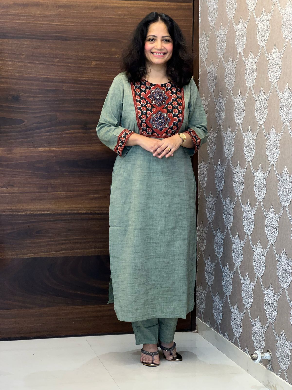 Handloom Cotton Applique Dupatta Set