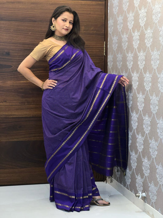 Purple Color Madurai Silk Cotton Saree